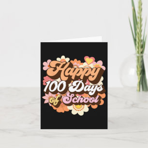 Cartão 100 Dias De Professores Crianças Retro Feliz 100º