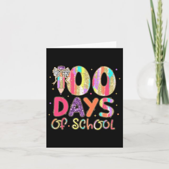 Cartão 100 Dias De Professores Do Arco De Lápis De Coquet (Frente)
