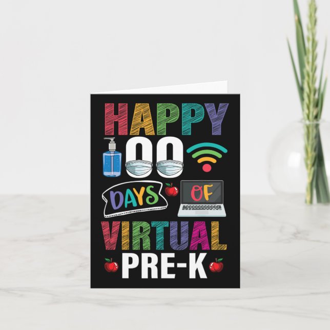 Cartão 100 Dias De Professores Pré-k Virtuais (Frente)
