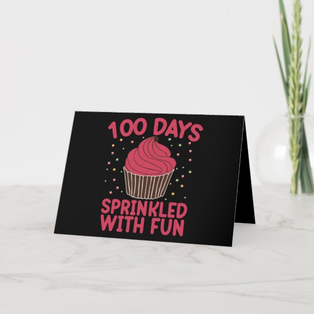 Cartão 100 Dias Empurrados Com Cupcake De Diversão (Frente)
