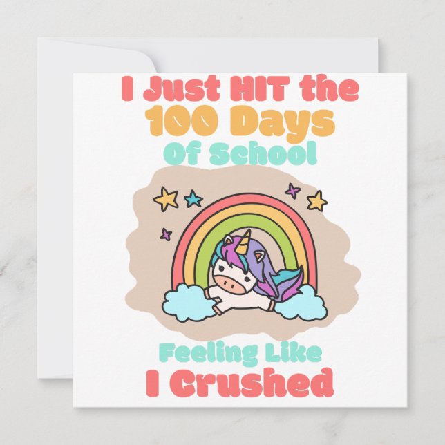 Cartão 100 dias na escola, eu apenas acertei e esmagei os (Frente)