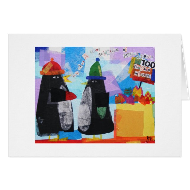 Cartão 100 mitenes do pinguim (Frente Horizontal)