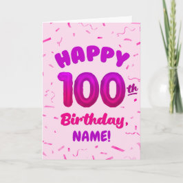 Cartão 100th Balloon Number Custom Name Birthday Card