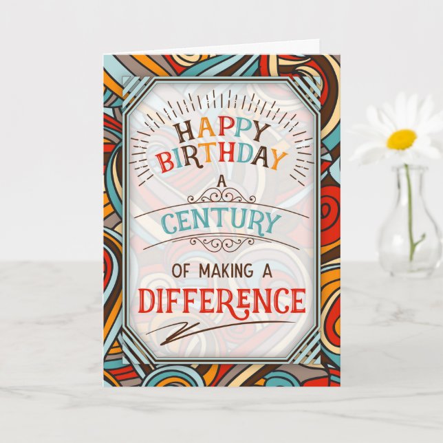 Cartão 100th Birthday A Century of Making a Difference (Planta pequena)