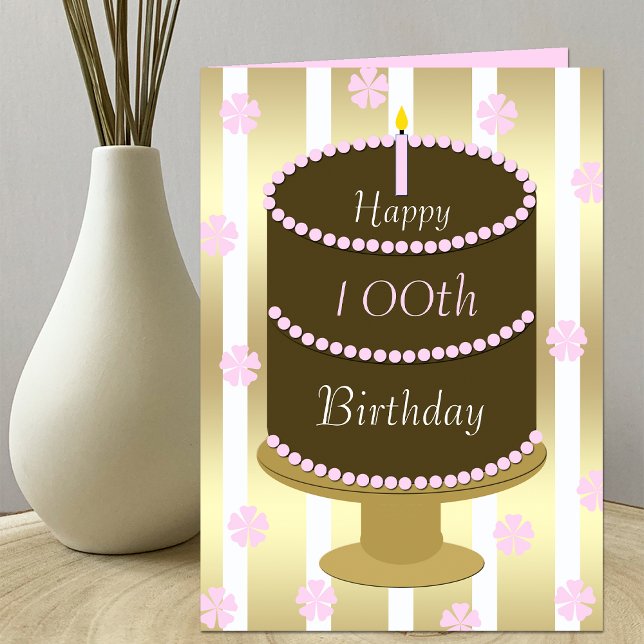 Cartão 100th Birthday Card Cake in Pink (Criador carregado)