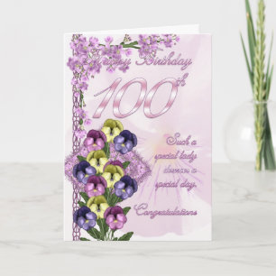 Cartão 100th Birthday Card For A Special Lady