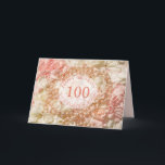 Cartão 100th Birthday card for sister, pearls and petals<br><div class="desc">100th birthday greetings for sister with pearls and petals. A beautiful way to wish your sister a happy birthday. Pink pearls lie an a bed of pink and white petals. A very feminine card for a woman. Celebrate a sister's birthday with petals and pearls. A really elegant card to give...</div>