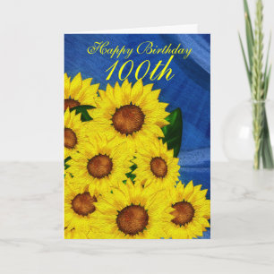 Cartão 100th Birthday Floral Greeting Card Sunflowers