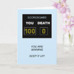 Cartão 100th Birthday Scoreboard<br><div class="desc">100th birthday card  A funny birthday card to give for a birthday. A scoreboard shows the age as the winning score against Death. The words "You are winning,  keep it up!" complete the scene.</div>