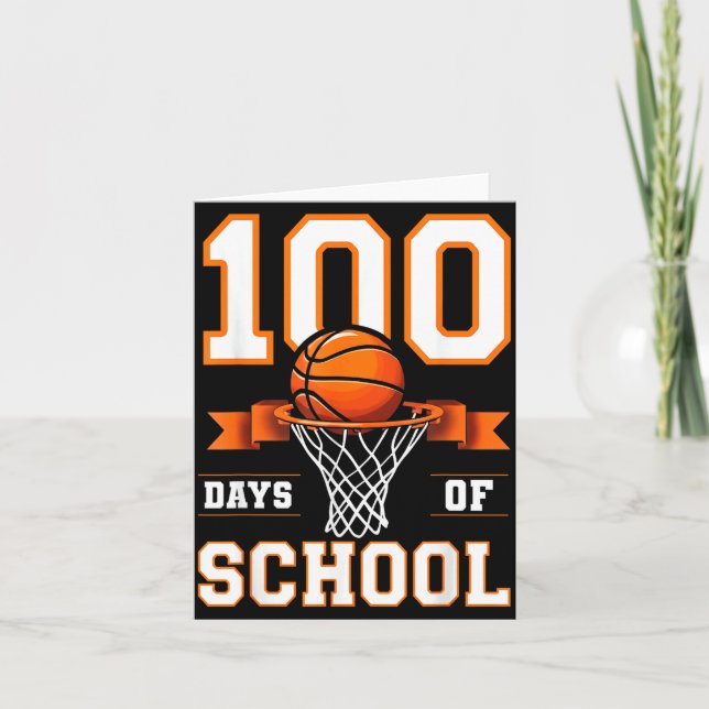 Cartão 100th Day Of School Basketball Kids 100 Days Of Sc (Frente)