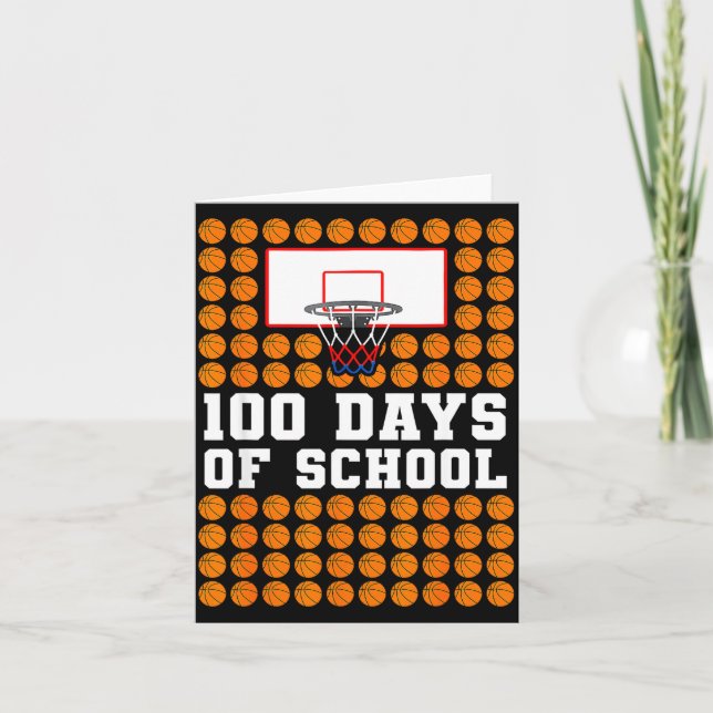 Cartão 100th Day Of School Basketball Kids 100 Days Of Sc (Frente)