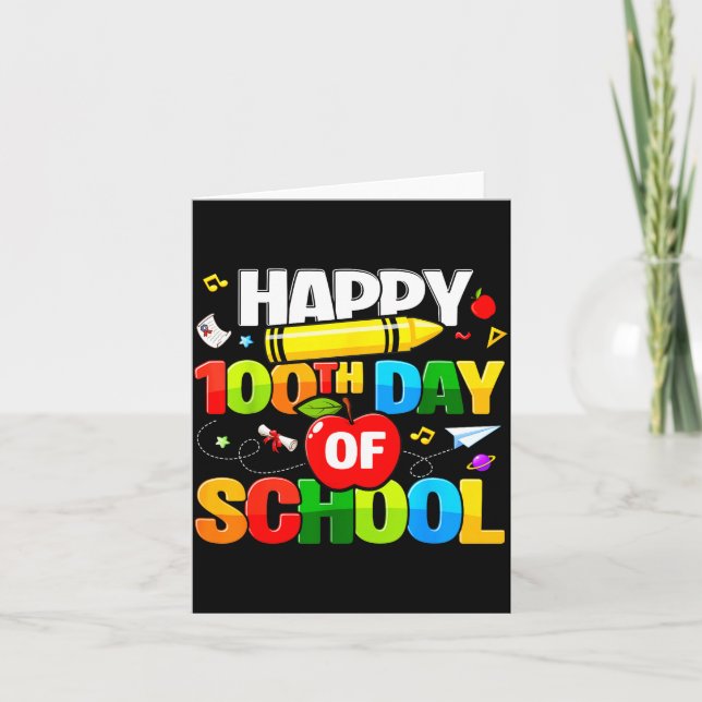 Cartão 100th Day Of School Shirt For Teachers Kids Happy  (Frente)