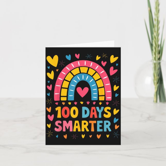 Cartão 100th Day Of School Teacher 100 Days Smarter Rainb (Frente)