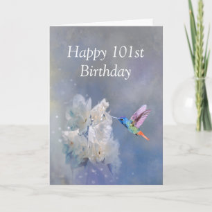 Cartão 101 Milestone Birthday Garden Hummingbird Flowers