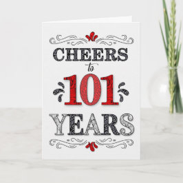 Cartão 101ruas Aniversário Cheers em Preto Branco Vermelh