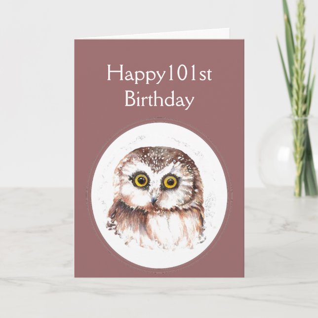 Cartão 101st Birthday Who Loves You, Cute Owl Humour (Frente)
