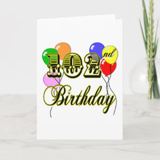 Cartão 102º Aniversário com Balões