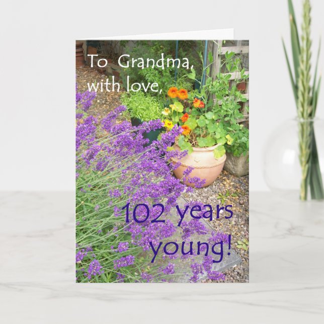 Cartão 102nd Birthday Card for Grandmother - Flowers (Frente)