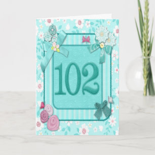 Cartão 102nd birthday card with flowers