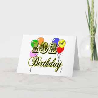 Cartão 102nd Birthday with Balloons