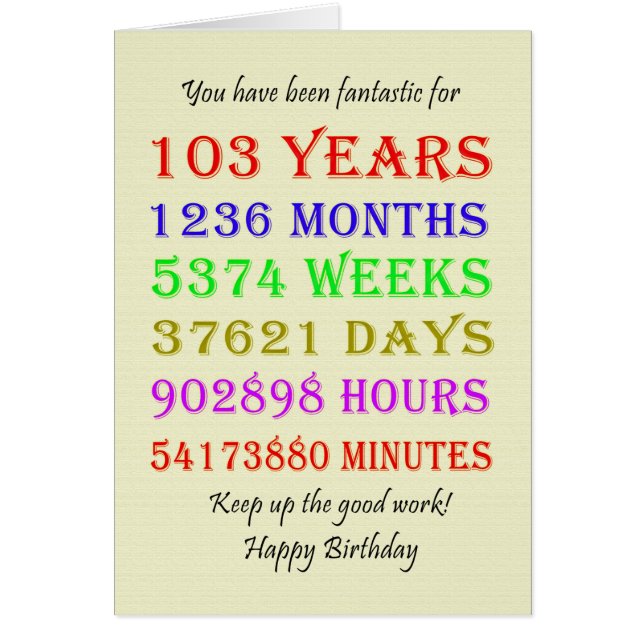 Cartão 103.º Aniversário - Marcos (Frente)