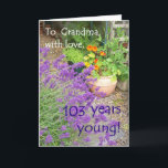 Cartão 103rd Birthday Card for Grandmother - Flowers<br><div class="desc">A 103rd Birthday card for a Grandmother,  with a photo of a garden with lavender and nasturtiums by Judy Adamson. Please feel free to customise the inside text and if you'd like a change to the front cover text,  just contact me through my store.</div>
