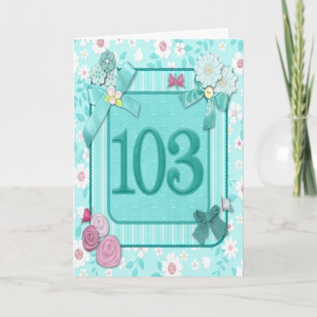Cartão 103rd birthday card with flowers (Frente)