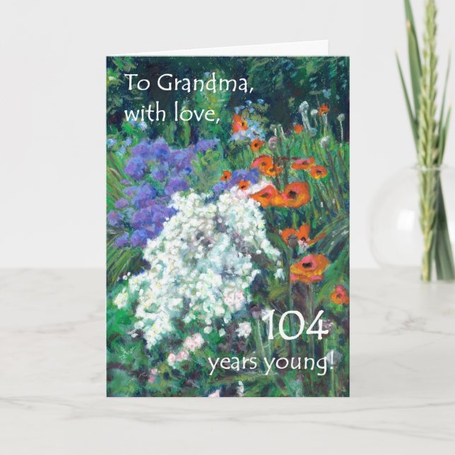 Cartão 104th Birthday Card for Grandmother - June Garden (Frente)