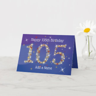 Cartão 105.º aniversário - Números das Estrelas - Azul -