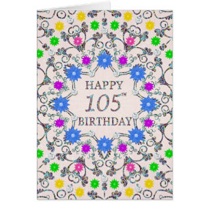 Cartão 105th Birthday Abstract Flowers 