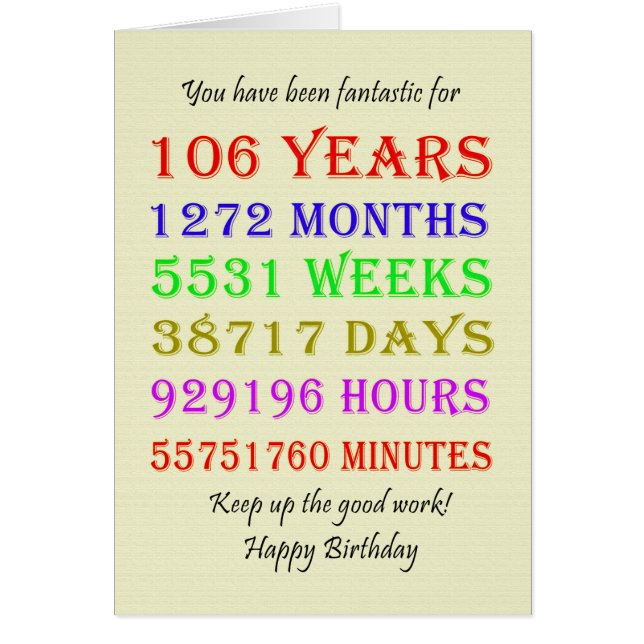 Cartão 106.º Aniversário — Marcos (Frente)