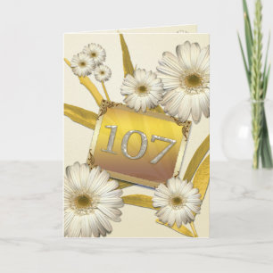 Cartão 107th Birthday card with daisies.