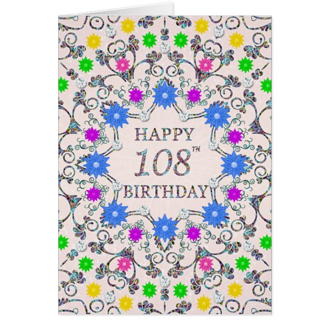 Cartão 108th Birthday Abstract Flowers  (Frente)