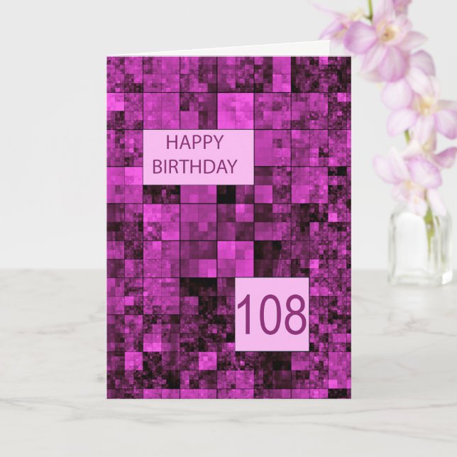 Cartão 108th Birthday Birthday Pink Pattern  Card (Orquídea)