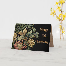 Cartão 10.º Aniversário de Preto Floral Elegante Personal