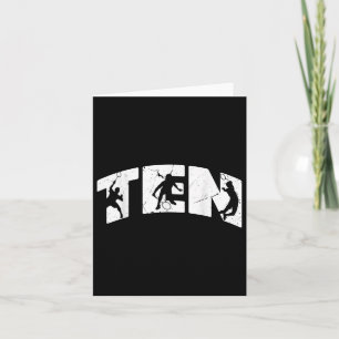 Cartão 10.º aniversário Retro Badminton 10 anos Garoto Gi