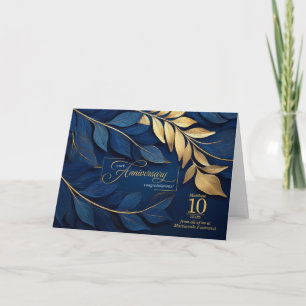 Cartão 10 anos Aniversário do Funcionário Azul CLIENTE Bo
