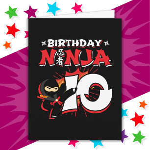 Cartão 10 anos Estilo de Histórias em Quadrinhos Ninja 10