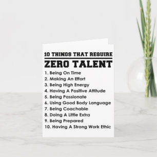 Cartão 10 Coisas Que Requerem Zero Talento Motivacional