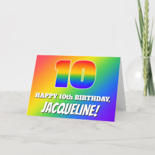 Cartão 10.o aniversário: Padrão multicolorido do arco-
