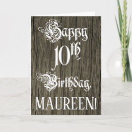 Cartão 10.o aniversário: Rico, texto elegante; aparência 