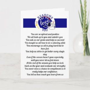 Cartão 10 razões pelas quais amamos treinador desportivo 