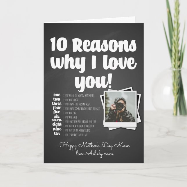 Cartão 10 reasons I love you mom Mother's Day birthday (Frente)