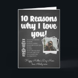 Cartão 10 reasons I love you mom Mother's Day birthday<br><div class="desc">unique birthday card designed by the Arty Apples Limited</div>