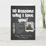 Cartão 10 reasons I love you mom Mother's Day birthday<br><div class="desc">unique birthday card designed by the Arty Apples Limited</div>