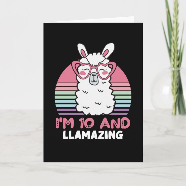 Cartão 10 Years Old Bday Llamazing 10th Birthday Llama (Frente)