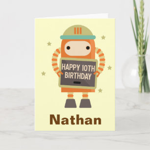 Cartão 10th Birthday Robot vintage personalized card
