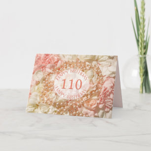 Cartão 110th Birthday card with pearls and petals