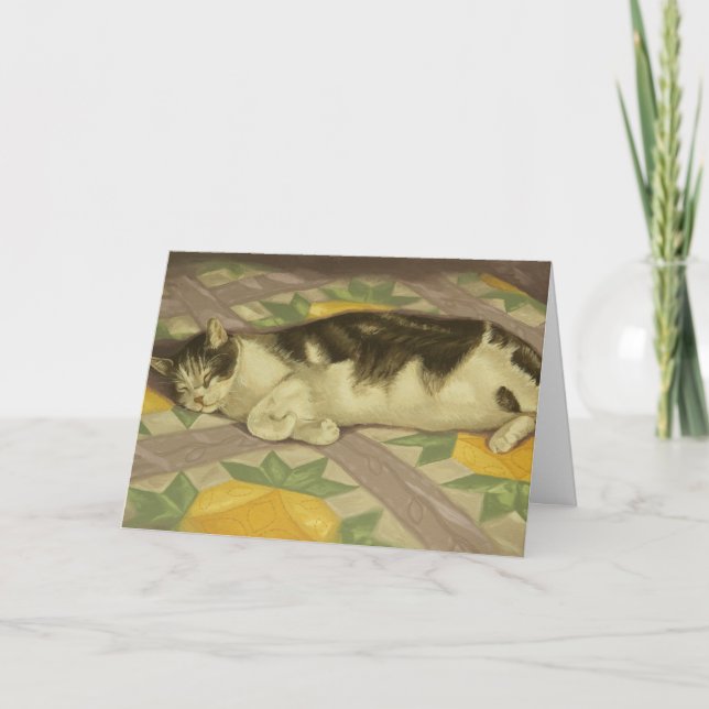Cartão 1149 Cat on Quilt Mother's Day Card (Frente)