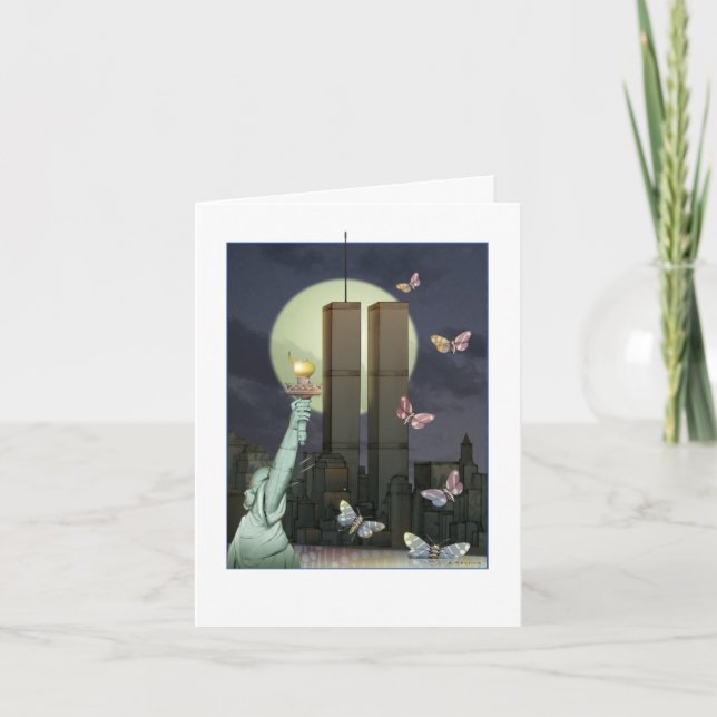 Cartão 11/9 - O World Trade Center à noite (Frente)